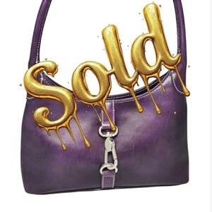 SOLD - Vintage Leather Charter Club Purple Handbag